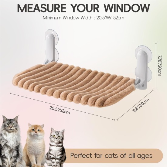 MEWOOFUN Cat Window Perch, Foldable with Removable and Reversible Cover, Soft Cat Window Hammock with Reinforced Steel Frame, Stable up to 18 kg Load Capacity (White, M) MEWOOFUN Cat Window Perch, Foldable with Removable and Reversible Cover, Soft Cat Window Hammock with Reinforced Steel Frame, Stable up to 18 kg Load Capacity (White, M)