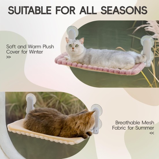 MEWOOFUN Cat Window Perch, Foldable with Removable and Reversible Cover, Soft Cat Window Hammock with Reinforced Steel Frame, Stable up to 18 kg Load Capacity (White, M) MEWOOFUN Cat Window Perch, Foldable with Removable and Reversible Cover, Soft Cat Window Hammock with Reinforced Steel Frame, Stable up to 18 kg Load Capacity (White, M)