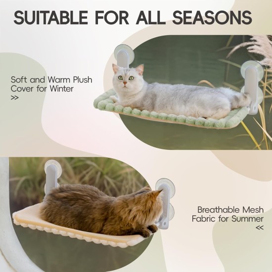 MEWOOFUN Cat Window Perch, Foldable with Removable and Reversible Cover, Soft Cat Window Hammock with Reinforced Steel Frame, Stable up to 18 kg Load Capacity (White, M) MEWOOFUN Cat Window Perch, Foldable with Removable and Reversible Cover, Soft Cat Window Hammock with Reinforced Steel Frame, Stable up to 18 kg Load Capacity (White, M)