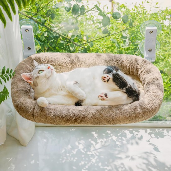 MEWOOFUN Large Cat Hammock Window with Removable Thick Cover - Foldable, Stable, 4 Strong Suction Cups, Holds 18 kg (White, M) MEWOOFUN Large Cat Hammock Window with Removable Thick Cover - Foldable, Stable, 4 Strong Suction Cups, Holds 18 kg (White, M)