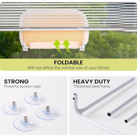 MEWOOFUN Large Cat Hammock Window with Removable Thick Cover - Foldable, Stable, 4 Strong Suction Cups, Holds 18 kg (White, M) MEWOOFUN Large Cat Hammock Window with Removable Thick Cover - Foldable, Stable, 4 Strong Suction Cups, Holds 18 kg (White, M)