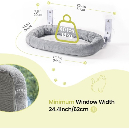 MEWOOFUN Large Cat Hammock Window with Removable Thick Cover - Foldable, Stable, 4 Strong Suction Cups, Holds 18 kg (White, M) MEWOOFUN Large Cat Hammock Window with Removable Thick Cover - Foldable, Stable, 4 Strong Suction Cups, Holds 18 kg (White, M)