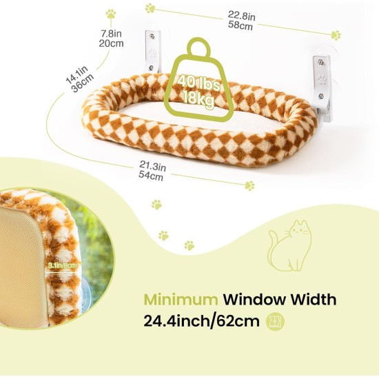 MEWOOFUN Large Cat Hammock Window with Removable Thick Cover - Foldable, Stable, 4 Strong Suction Cups, Holds 18 kg (White, M) MEWOOFUN Large Cat Hammock Window with Removable Thick Cover - Foldable, Stable, 4 Strong Suction Cups, Holds 18 kg (White, M)