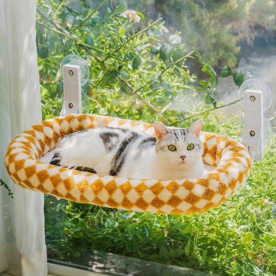 MEWOOFUN Large Cat Hammock Window with Removable Thick Cover - Foldable, Stable, 4 Strong Suction Cups, Holds 18 kg (White, M) MEWOOFUN Large Cat Hammock Window with Removable Thick Cover - Foldable, Stable, 4 Strong Suction Cups, Holds 18 kg (White, M)