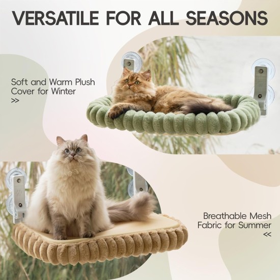 MEWOOFUN Plush Cat Hammock Window with Removable Reversible Cover - Soft Cat Window Lounger with Thickened Steel Frame, Cat Bed Window with 4 Suction Cups, Stable Hold up to 18 kg, Grey MEWOOFUN Plush Cat Hammock Window with Removable Reversible Cover - Soft Cat Window Lounger with Thickened Steel Frame, Cat Bed Window with 4 Suction Cups, Stable Hold up to 18 kg, Grey