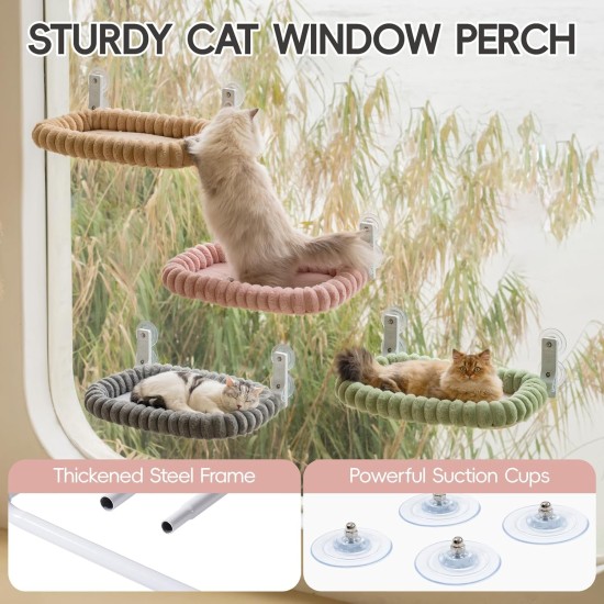 MEWOOFUN Plush Cat Hammock Window with Removable Reversible Cover - Soft Cat Window Lounger with Thickened Steel Frame, Cat Bed Window with 4 Suction Cups, Stable Hold up to 18 kg, Grey MEWOOFUN Plush Cat Hammock Window with Removable Reversible Cover - Soft Cat Window Lounger with Thickened Steel Frame, Cat Bed Window with 4 Suction Cups, Stable Hold up to 18 kg, Grey