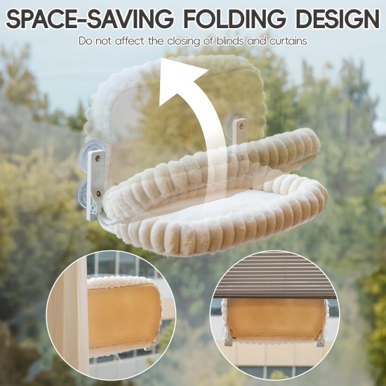 MEWOOFUN Plush Cat Hammock Window with Removable Reversible Cover - Soft Cat Window Lounger with Thickened Steel Frame, Cat Bed Window with 4 Suction Cups, Stable Hold up to 18 kg, Grey MEWOOFUN Plush Cat Hammock Window with Removable Reversible Cover - Soft Cat Window Lounger with Thickened Steel Frame, Cat Bed Window with 4 Suction Cups, Stable Hold up to 18 kg, Grey