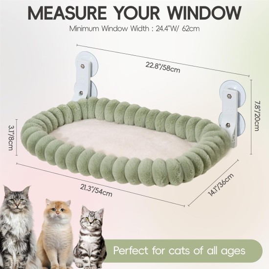 MEWOOFUN Plush Cat Hammock Window with Removable Reversible Cover - Soft Cat Window Lounger with Thickened Steel Frame, Cat Bed Window with 4 Suction Cups, Stable Hold up to 18 kg, Grey MEWOOFUN Plush Cat Hammock Window with Removable Reversible Cover - Soft Cat Window Lounger with Thickened Steel Frame, Cat Bed Window with 4 Suction Cups, Stable Hold up to 18 kg, Grey
