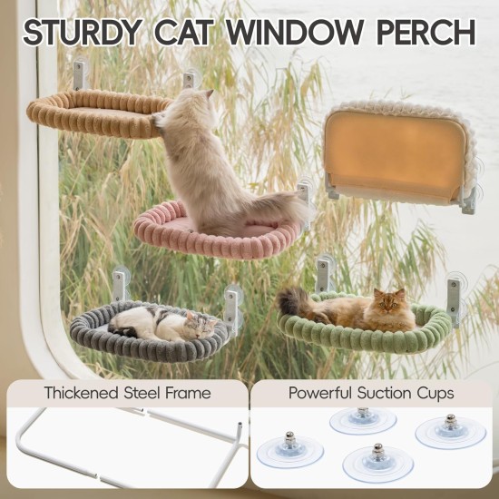 MEWOOFUN Plush Cat Hammock Window with Removable Reversible Cover - Soft Cat Window Lounger with Thickened Steel Frame, Cat Bed Window with 4 Suction Cups, Stable Hold up to 18 kg, Grey MEWOOFUN Plush Cat Hammock Window with Removable Reversible Cover - Soft Cat Window Lounger with Thickened Steel Frame, Cat Bed Window with 4 Suction Cups, Stable Hold up to 18 kg, Grey