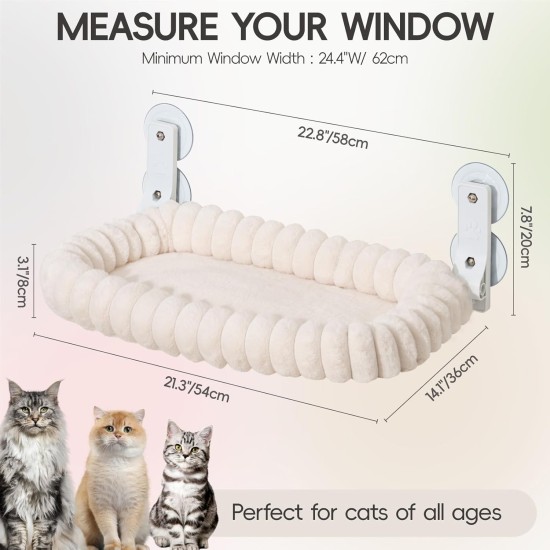MEWOOFUN Plush Cat Hammock Window with Removable Reversible Cover - Soft Cat Window Lounger with Thickened Steel Frame, Cat Bed Window with 4 Suction Cups, Stable Hold up to 18 kg, Grey MEWOOFUN Plush Cat Hammock Window with Removable Reversible Cover - Soft Cat Window Lounger with Thickened Steel Frame, Cat Bed Window with 4 Suction Cups, Stable Hold up to 18 kg, Grey