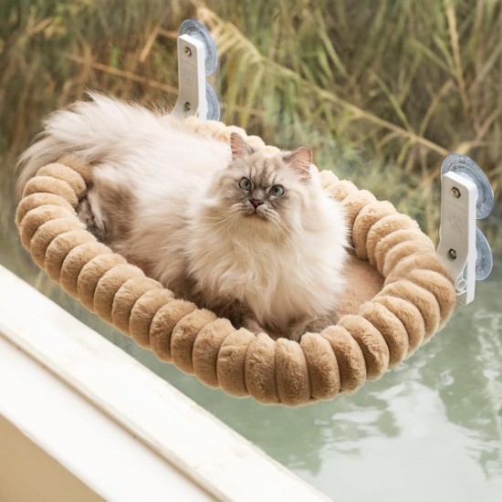 MEWOOFUN Plush Cat Hammock Window with Removable Reversible Cover - Soft Cat Window Lounger with Thickened Steel Frame, Cat Bed Window with 4 Suction Cups, Stable Hold up to 18 kg, Grey MEWOOFUN Plush Cat Hammock Window with Removable Reversible Cover - Soft Cat Window Lounger with Thickened Steel Frame, Cat Bed Window with 4 Suction Cups, Stable Hold up to 18 kg, Grey