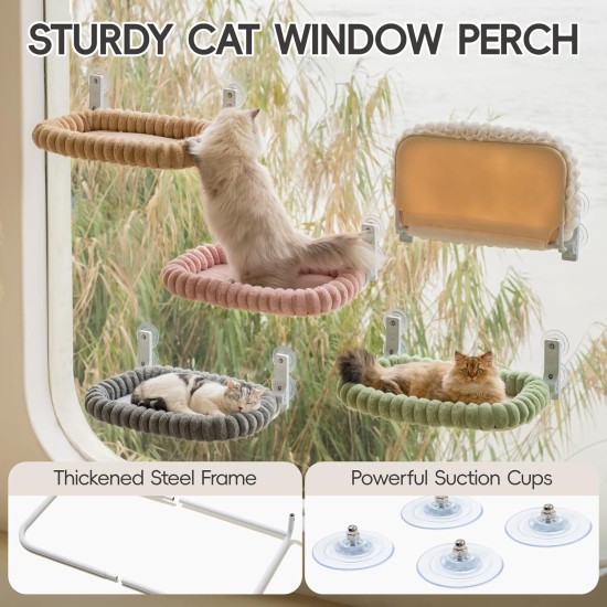 MEWOOFUN Plush Cat Hammock Window with Removable Reversible Cover - Soft Cat Window Lounger with Thickened Steel Frame, Cat Bed Window with 4 Suction Cups, Stable Hold up to 18 kg, Grey MEWOOFUN Plush Cat Hammock Window with Removable Reversible Cover - Soft Cat Window Lounger with Thickened Steel Frame, Cat Bed Window with 4 Suction Cups, Stable Hold up to 18 kg, Grey