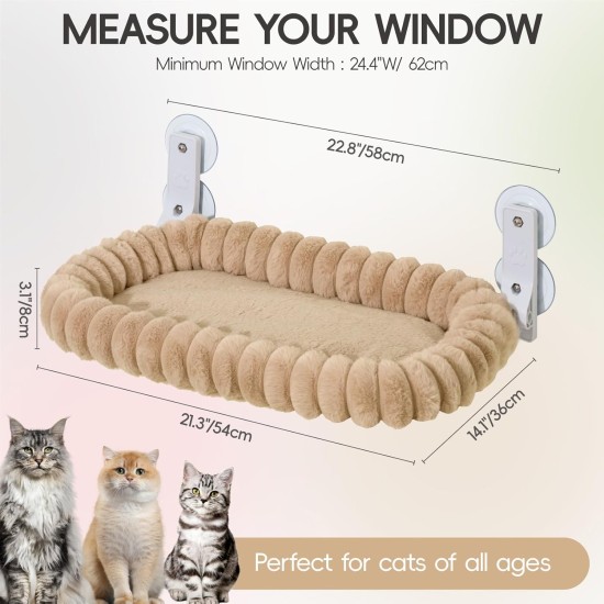 MEWOOFUN Plush Cat Hammock Window with Removable Reversible Cover - Soft Cat Window Lounger with Thickened Steel Frame, Cat Bed Window with 4 Suction Cups, Stable Hold up to 18 kg, Grey MEWOOFUN Plush Cat Hammock Window with Removable Reversible Cover - Soft Cat Window Lounger with Thickened Steel Frame, Cat Bed Window with 4 Suction Cups, Stable Hold up to 18 kg, Grey
