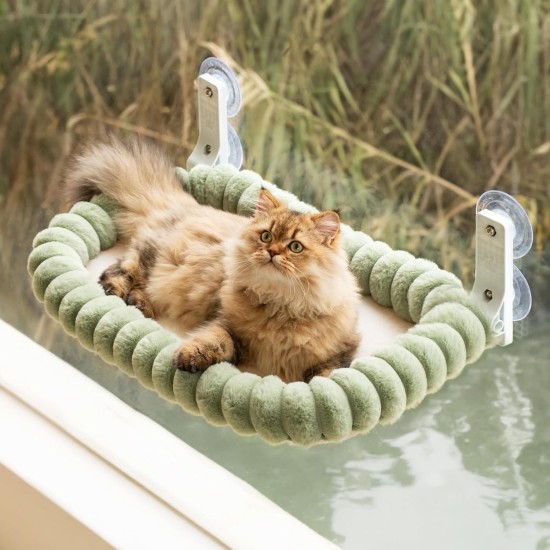MEWOOFUN Plush Cat Hammock Window with Removable Reversible Cover - Soft Cat Window Lounger with Thickened Steel Frame, Cat Bed Window with 4 Suction Cups, Stable Hold up to 18 kg, Grey MEWOOFUN Plush Cat Hammock Window with Removable Reversible Cover - Soft Cat Window Lounger with Thickened Steel Frame, Cat Bed Window with 4 Suction Cups, Stable Hold up to 18 kg, Grey