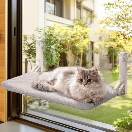 MEWOOFUN Soft Cat Window Hammock - 54 x 30 cm Foldable Cat Window Bed with Reversible Mat, Sturdy Cat Hammock Holds up to 18 kg (Beige - with Bed, M) MEWOOFUN Soft Cat Window Hammock - 54 x 30 cm Foldable Cat Window Bed with Reversible Mat, Sturdy Cat Hammock Holds up to 18 kg (Beige - with Bed, M)