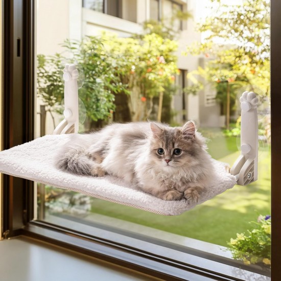 MEWOOFUN Soft Cat Window Hammock - 54 x 30 cm Foldable Cat Window Bed with Reversible Mat, Sturdy Cat Hammock Holds up to 18 kg (Beige - with Bed, M) MEWOOFUN Soft Cat Window Hammock - 54 x 30 cm Foldable Cat Window Bed with Reversible Mat, Sturdy Cat Hammock Holds up to 18 kg (Beige - with Bed, M)