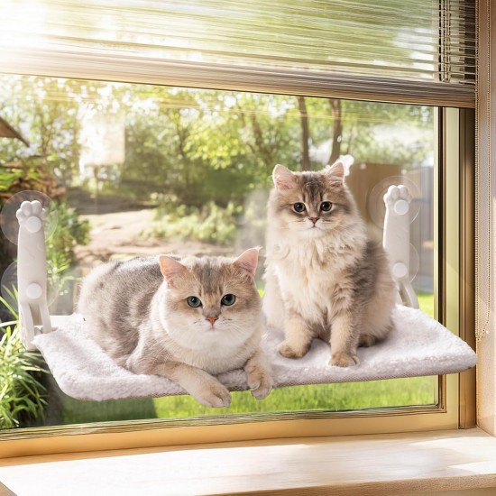 MEWOOFUN Soft Cat Window Hammock - 54 x 30 cm Foldable Cat Window Bed with Reversible Mat, Sturdy Cat Hammock Holds up to 18 kg (Beige - with Bed, M) MEWOOFUN Soft Cat Window Hammock - 54 x 30 cm Foldable Cat Window Bed with Reversible Mat, Sturdy Cat Hammock Holds up to 18 kg (Beige - with Bed, M)