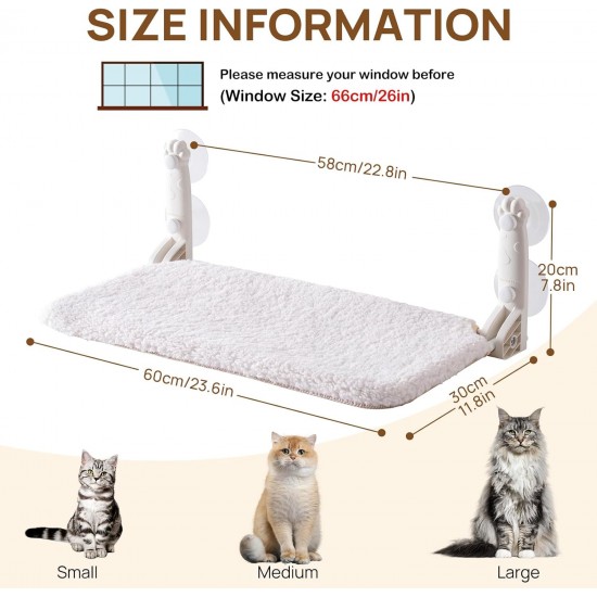 MEWOOFUN Soft Cat Window Hammock - 54 x 30 cm Foldable Cat Window Bed with Reversible Mat, Sturdy Cat Hammock Holds up to 18 kg (Beige - with Bed, M) MEWOOFUN Soft Cat Window Hammock - 54 x 30 cm Foldable Cat Window Bed with Reversible Mat, Sturdy Cat Hammock Holds up to 18 kg (Beige - with Bed, M)