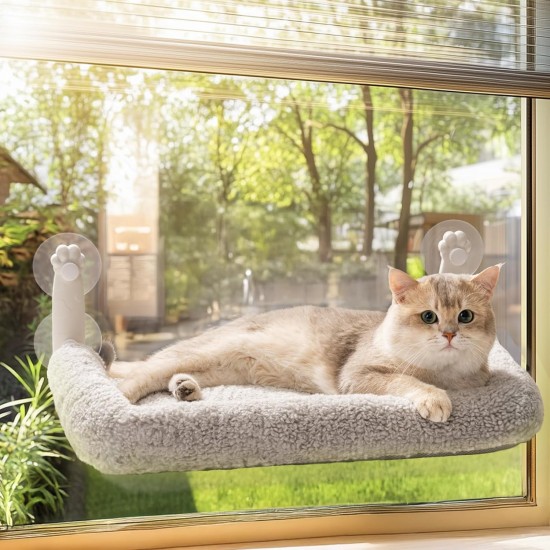 MEWOOFUN Soft Cat Window Hammock - 54 x 30 cm Foldable Cat Window Bed with Reversible Mat, Sturdy Cat Hammock Holds up to 18 kg (Beige - with Bed, M) MEWOOFUN Soft Cat Window Hammock - 54 x 30 cm Foldable Cat Window Bed with Reversible Mat, Sturdy Cat Hammock Holds up to 18 kg (Beige - with Bed, M)