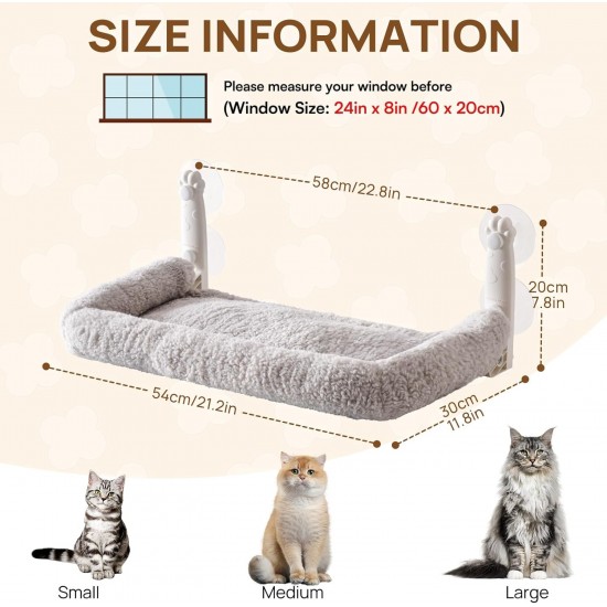 MEWOOFUN Soft Cat Window Hammock - 54 x 30 cm Foldable Cat Window Bed with Reversible Mat, Sturdy Cat Hammock Holds up to 18 kg (Beige - with Bed, M) MEWOOFUN Soft Cat Window Hammock - 54 x 30 cm Foldable Cat Window Bed with Reversible Mat, Sturdy Cat Hammock Holds up to 18 kg (Beige - with Bed, M)