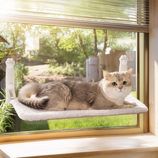 MEWOOFUN Soft Cat Window Hammock - 54 x 30 cm Foldable Cat Window Bed with Reversible Mat, Sturdy Cat Hammock Holds up to 18 kg (Beige - with Bed, M) MEWOOFUN Soft Cat Window Hammock - 54 x 30 cm Foldable Cat Window Bed with Reversible Mat, Sturdy Cat Hammock Holds up to 18 kg (Beige - with Bed, M)