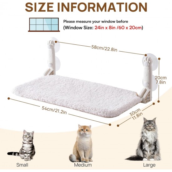 MEWOOFUN Soft Cat Window Hammock - 54 x 30 cm Foldable Cat Window Bed with Reversible Mat, Sturdy Cat Hammock Holds up to 18 kg (Beige - with Bed, M) MEWOOFUN Soft Cat Window Hammock - 54 x 30 cm Foldable Cat Window Bed with Reversible Mat, Sturdy Cat Hammock Holds up to 18 kg (Beige - with Bed, M)