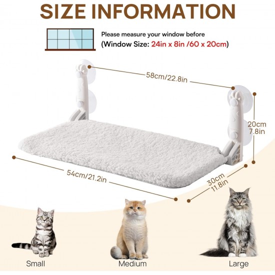 MEWOOFUN Soft Cat Window Hammock - 54 x 30 cm Foldable Cat Window Bed with Reversible Mat, Sturdy Cat Hammock Holds up to 18 kg (Beige - with Bed, M) MEWOOFUN Soft Cat Window Hammock - 54 x 30 cm Foldable Cat Window Bed with Reversible Mat, Sturdy Cat Hammock Holds up to 18 kg (Beige - with Bed, M)