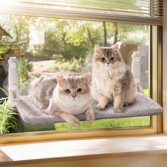 MEWOOFUN Soft Cat Window Hammock - 54 x 30 cm Foldable Cat Window Bed with Reversible Mat, Sturdy Cat Hammock Holds up to 18 kg (Beige - with Bed, M) MEWOOFUN Soft Cat Window Hammock - 54 x 30 cm Foldable Cat Window Bed with Reversible Mat, Sturdy Cat Hammock Holds up to 18 kg (Beige - with Bed, M)