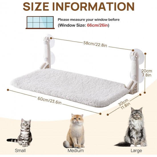 MEWOOFUN Soft Cat Window Hammock - 54 x 30 cm Foldable Cat Window Bed with Reversible Mat, Sturdy Cat Hammock Holds up to 18 kg (Beige - with Bed, M) MEWOOFUN Soft Cat Window Hammock - 54 x 30 cm Foldable Cat Window Bed with Reversible Mat, Sturdy Cat Hammock Holds up to 18 kg (Beige - with Bed, M)