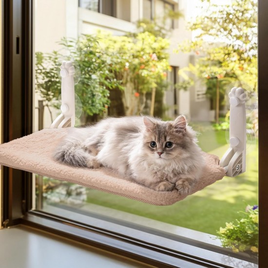 MEWOOFUN Soft Cat Window Hammock - 54 x 30 cm Foldable Cat Window Bed with Reversible Mat, Sturdy Cat Hammock Holds up to 18 kg (Beige - with Bed, M) MEWOOFUN Soft Cat Window Hammock - 54 x 30 cm Foldable Cat Window Bed with Reversible Mat, Sturdy Cat Hammock Holds up to 18 kg (Beige - with Bed, M)