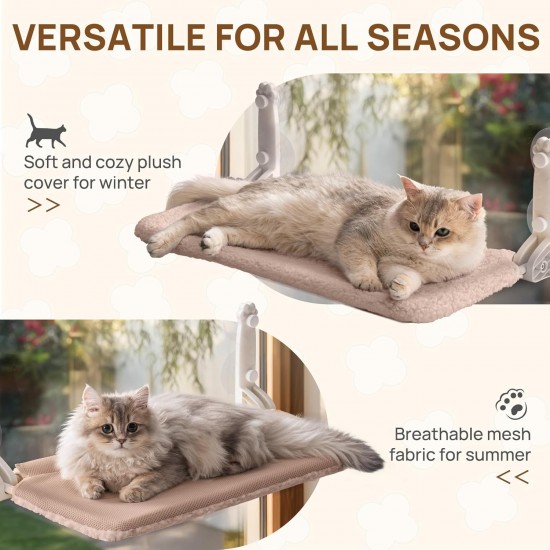 MEWOOFUN Soft Cat Window Hammock - 54 x 30 cm Foldable Cat Window Bed with Reversible Mat, Sturdy Cat Hammock Holds up to 18 kg (Beige - with Bed, M) MEWOOFUN Soft Cat Window Hammock - 54 x 30 cm Foldable Cat Window Bed with Reversible Mat, Sturdy Cat Hammock Holds up to 18 kg (Beige - with Bed, M)