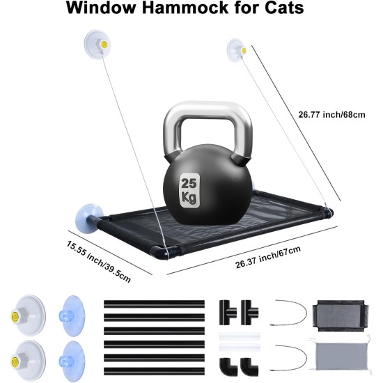 MEYDLL Cat Hammock Window, Extra Sturdy Window Lounger for Cats, Cats Window Lounger up to 25 kg, Cat Bed with 4 Large Suction Cups, Cat Bed Window Sill for Small Dogs MEYDLL Cat Hammock Window, Extra Sturdy Window Lounger for Cats, Cats Window Lounger up to 25 kg, Cat Bed with 4 Large Suction Cups, Cat Bed Window Sill for Small Dogs
