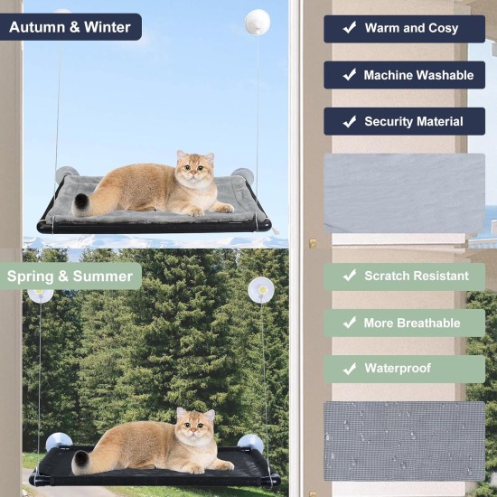 MEYDLL Cat Hammock Window, Extra Sturdy Window Lounger for Cats, Cats Window Lounger up to 25 kg, Cat Bed with 4 Large Suction Cups, Cat Bed Window Sill for Small Dogs MEYDLL Cat Hammock Window, Extra Sturdy Window Lounger for Cats, Cats Window Lounger up to 25 kg, Cat Bed with 4 Large Suction Cups, Cat Bed Window Sill for Small Dogs