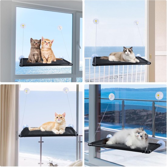 MEYDLL Cat Hammock Window, Extra Sturdy Window Lounger for Cats, Cats Window Lounger up to 25 kg, Cat Bed with 4 Large Suction Cups, Cat Bed Window Sill for Small Dogs MEYDLL Cat Hammock Window, Extra Sturdy Window Lounger for Cats, Cats Window Lounger up to 25 kg, Cat Bed with 4 Large Suction Cups, Cat Bed Window Sill for Small Dogs