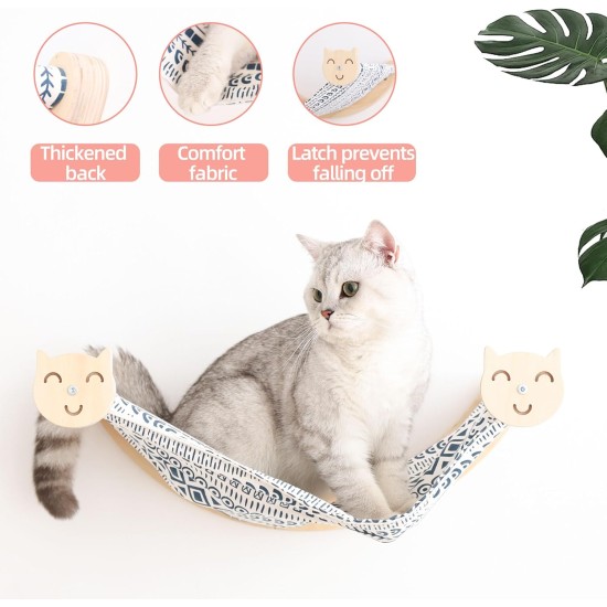 MIUZMORE Cat Hammock, Wall Mounted Cat Stand with Two Climbing Posts - Cat Wall Shelf and Perch for Climbing and Resting - Modern Cat Bed and Large Cat Furniture MIUZMORE Cat Hammock, Wall Mounted Cat Stand with Two Climbing Posts - Cat Wall Shelf and Perch for Climbing and Resting - Modern Cat Bed and Large Cat Furniture