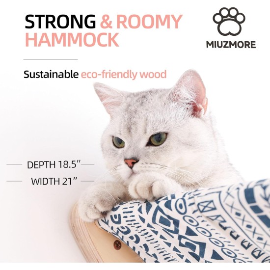 MIUZMORE Cat Hammock, Wall Mounted Cat Stand with Two Climbing Posts - Cat Wall Shelf and Perch for Climbing and Resting - Modern Cat Bed and Large Cat Furniture MIUZMORE Cat Hammock, Wall Mounted Cat Stand with Two Climbing Posts - Cat Wall Shelf and Perch for Climbing and Resting - Modern Cat Bed and Large Cat Furniture