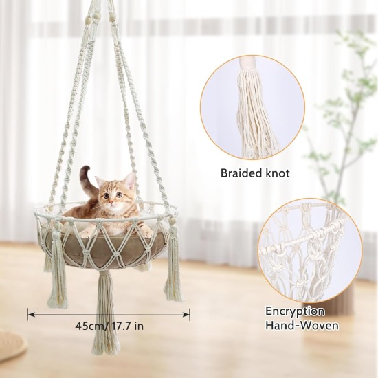 Macrame Cat Hammock Cat Bed Hand Knitted Hanging Cave Macrame Cat Hammock Cat Bed Hand Knitted Hanging Cave