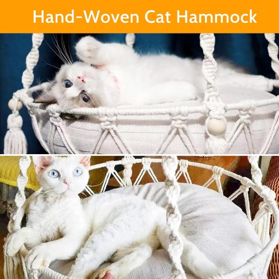 Macrame Cat Hammock Cat Bed Hand Knitted Hanging Cave Macrame Cat Hammock Cat Bed Hand Knitted Hanging Cave