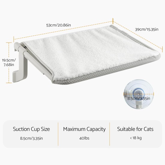 Maxetodo Cat Window Lounger: Hammock Bed with 18 kg Load Capacity - Foldable & Adjustable | 4 Strong Suction Cups for Window / Wall | Safe Window Seat for Cats | Easy to Assemble & Space Saving Maxetodo Cat Window Lounger: Hammock Bed with 18 kg Load Capacity - Foldable & Adjustable | 4 Strong Suction Cups for Window / Wall | Safe Window Seat for Cats | Easy to Assemble & Space Saving