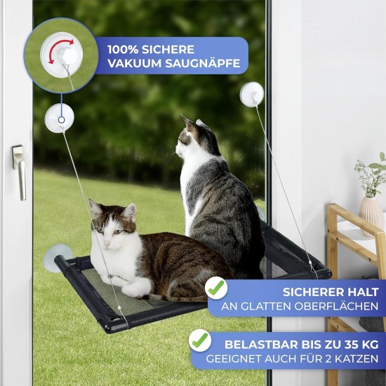Maximex XXL Hammock, Window Mat for 2 Cats, Maximum Load 35 kg, Reliable Large Suction Cups, Includes Cuddly Warm Plush Cushion, 67 x 38 cm Maximex XXL Hammock, Window Mat for 2 Cats, Maximum Load 35 kg, Reliable Large Suction Cups, Includes Cuddly Warm Plush Cushion, 67 x 38 cm