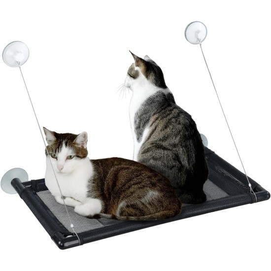 Maximex XXL Hammock, Window Mat for 2 Cats, Maximum Load 35 kg, Reliable Large Suction Cups, Includes Cuddly Warm Plush Cushion, 67 x 38 cm