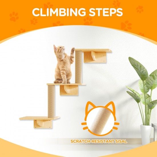 MeowHomm Cat Wall Shelves, Set of 5 Wooden Cat Wall Furniture MeowHomm Cat Wall Shelves, Set of 5 Wooden Cat Wall Furniture