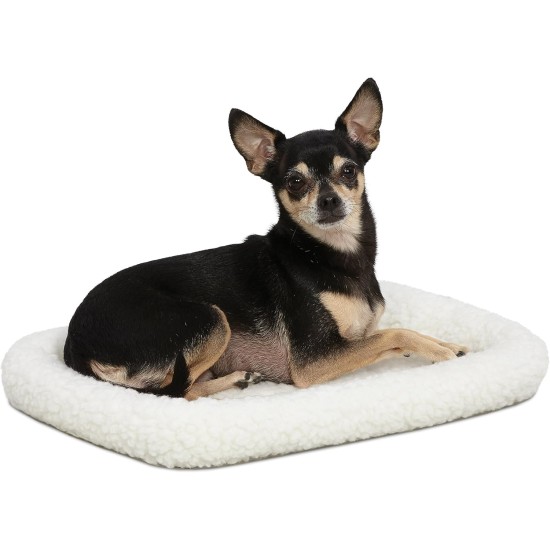 MidWest Homes for Pets 46cm Long Fleece Pet Bed with Comfort Pad Fits 18" Long Dog Crate Easy Care Machine Washable Tumble Dry 40218 White MidWest Homes for Pets 46cm Long Fleece Pet Bed with Comfort Pad Fits 18" Long Dog Crate Easy Care Machine Washable Tumble Dry 40218 White