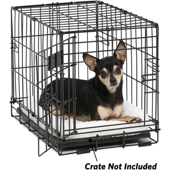 MidWest Homes for Pets 46cm Long Fleece Pet Bed with Comfort Pad Fits 18" Long Dog Crate Easy Care Machine Washable Tumble Dry 40218 White MidWest Homes for Pets 46cm Long Fleece Pet Bed with Comfort Pad Fits 18" Long Dog Crate Easy Care Machine Washable Tumble Dry 40218 White