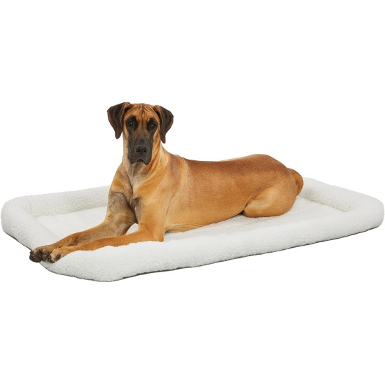 MidWest Homes for Pets 46cm Long Fleece Pet Bed with Comfort Pad Fits 18" Long Dog Crate Easy Care Machine Washable Tumble Dry 40218 White MidWest Homes for Pets 46cm Long Fleece Pet Bed with Comfort Pad Fits 18" Long Dog Crate Easy Care Machine Washable Tumble Dry 40218 White