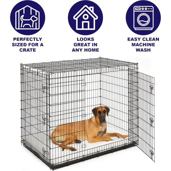 MidWest Homes for Pets 46cm Long Fleece Pet Bed with Comfort Pad Fits 18" Long Dog Crate Easy Care Machine Washable Tumble Dry 40218 White MidWest Homes for Pets 46cm Long Fleece Pet Bed with Comfort Pad Fits 18" Long Dog Crate Easy Care Machine Washable Tumble Dry 40218 White