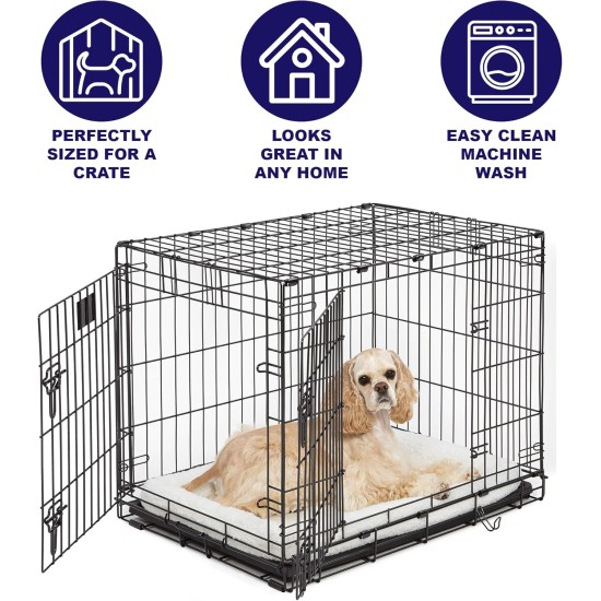 MidWest Homes for Pets 46cm Long Fleece Pet Bed with Comfort Pad Fits 18" Long Dog Crate Easy Care Machine Washable Tumble Dry 40218 White MidWest Homes for Pets 46cm Long Fleece Pet Bed with Comfort Pad Fits 18" Long Dog Crate Easy Care Machine Washable Tumble Dry 40218 White