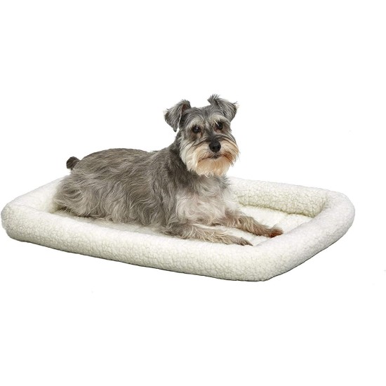 MidWest Homes for Pets 46cm Long Fleece Pet Bed with Comfort Pad Fits 18" Long Dog Crate Easy Care Machine Washable Tumble Dry 40218 White MidWest Homes for Pets 46cm Long Fleece Pet Bed with Comfort Pad Fits 18" Long Dog Crate Easy Care Machine Washable Tumble Dry 40218 White