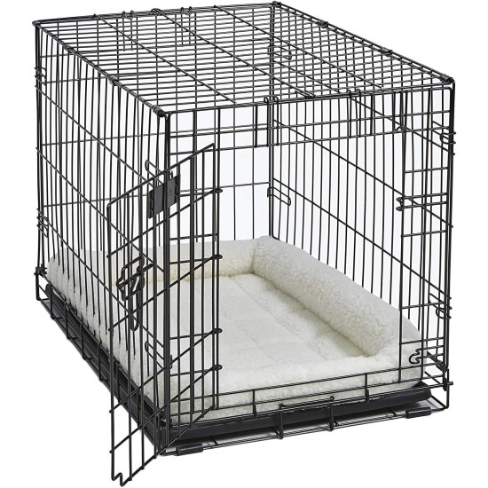 MidWest Homes for Pets 46cm Long Fleece Pet Bed with Comfort Pad Fits 18" Long Dog Crate Easy Care Machine Washable Tumble Dry 40218 White MidWest Homes for Pets 46cm Long Fleece Pet Bed with Comfort Pad Fits 18" Long Dog Crate Easy Care Machine Washable Tumble Dry 40218 White