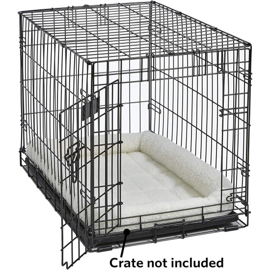 MidWest Homes for Pets 46cm Long Fleece Pet Bed with Comfort Pad Fits 18" Long Dog Crate Easy Care Machine Washable Tumble Dry 40218 White MidWest Homes for Pets 46cm Long Fleece Pet Bed with Comfort Pad Fits 18" Long Dog Crate Easy Care Machine Washable Tumble Dry 40218 White